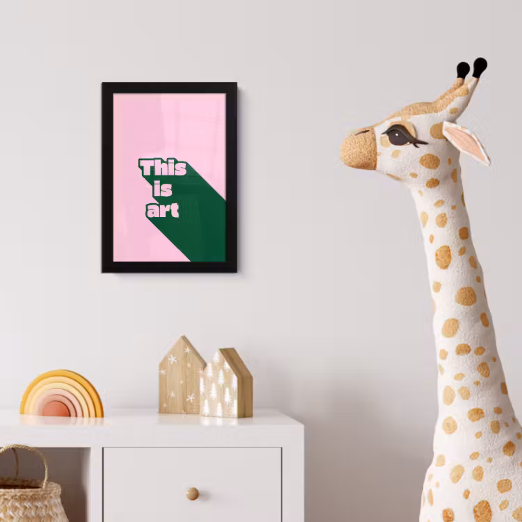 Groen - Teskt - This is art - Roze fotolijst zwart zonder passe partout klein -usfeer4_kinderkamer