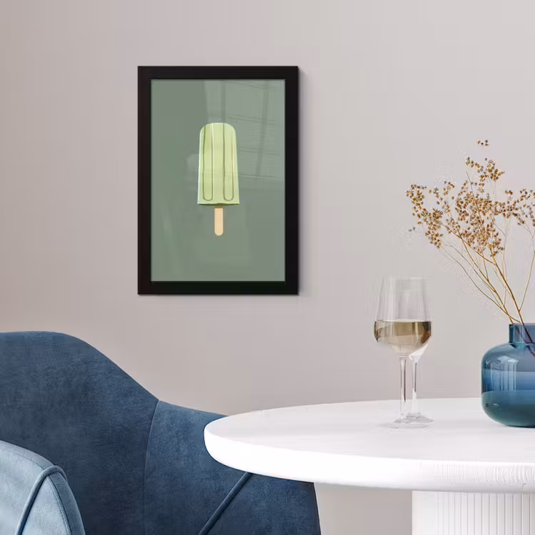 Groen - Waterijsje - Stokje - Illustratie fotolijst zwart zonder passe partout klein -sfeer4