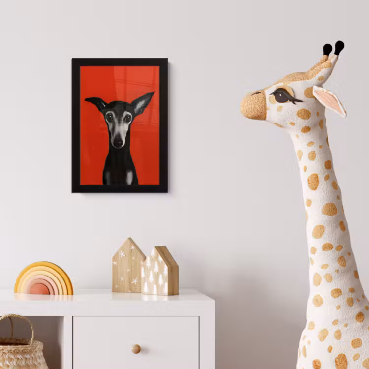 Windhond - Minimalistisch - Rood fotolijst zwart zonder passe partout klein -usfeer4_kinderkamer