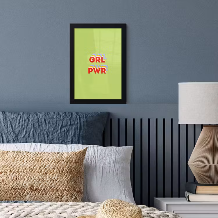 Grl pwr - Groen - Rood - 3D fotolijst zwart zonder passe partout klein -sfeer3