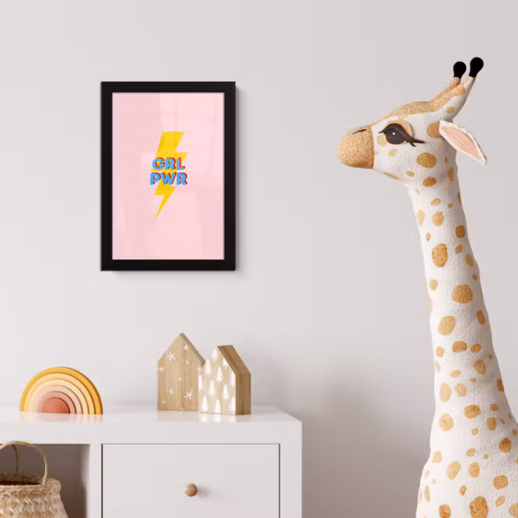 Grl pwr - Bliksem - Roze fotolijst zwart zonder passe partout klein -usfeer4_kinderkamer