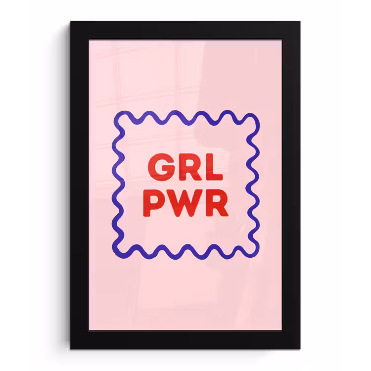 Grl pwr - Roze - Kader fotolijst zwart zonder passe partout klein -3d