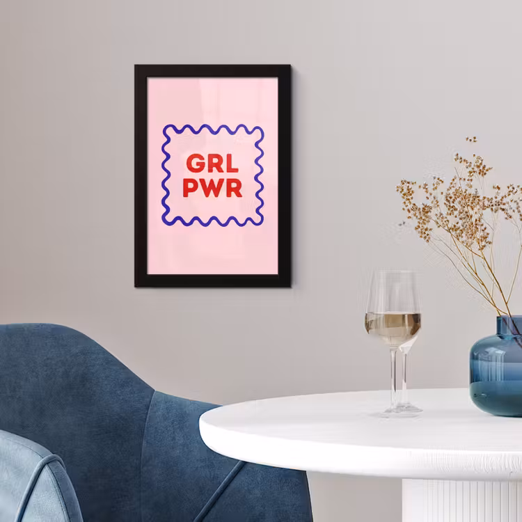 Grl pwr - Roze - Kader fotolijst zwart zonder passe partout klein -sfeer4