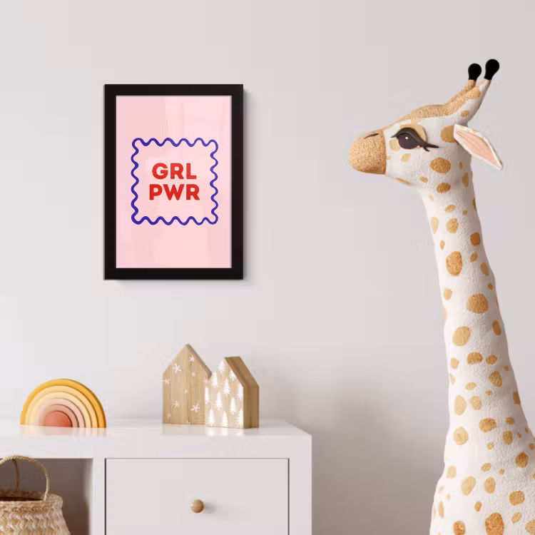 Grl pwr - Roze - Kader fotolijst zwart zonder passe partout klein -usfeer4_kinderkamer