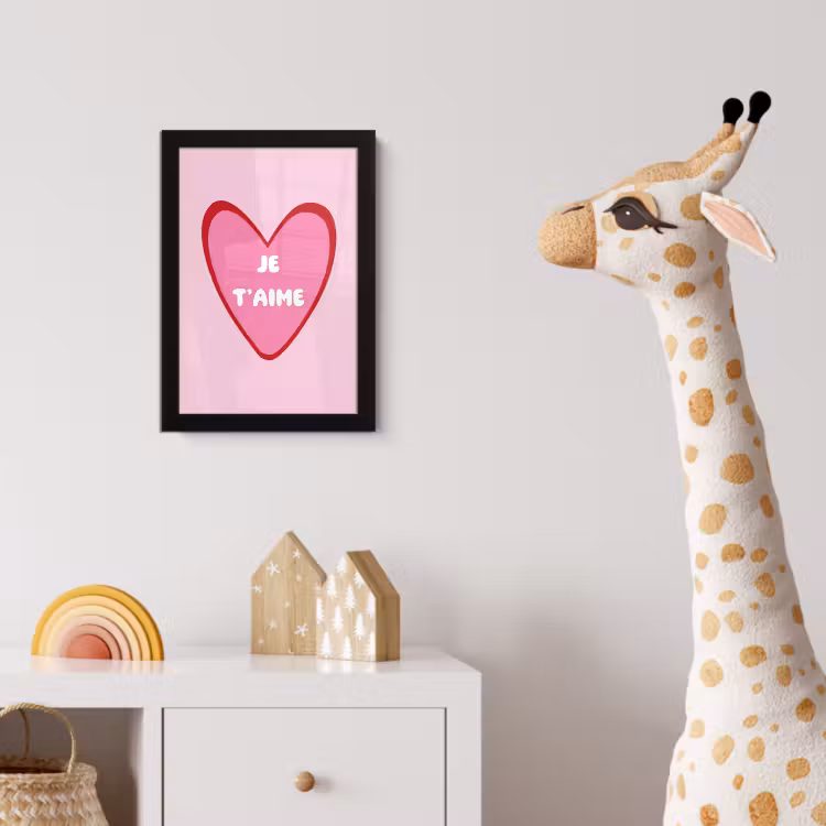 Hart - Frans - Valentijn - Roze fotolijst zwart zonder passe partout klein -usfeer4_kinderkamer