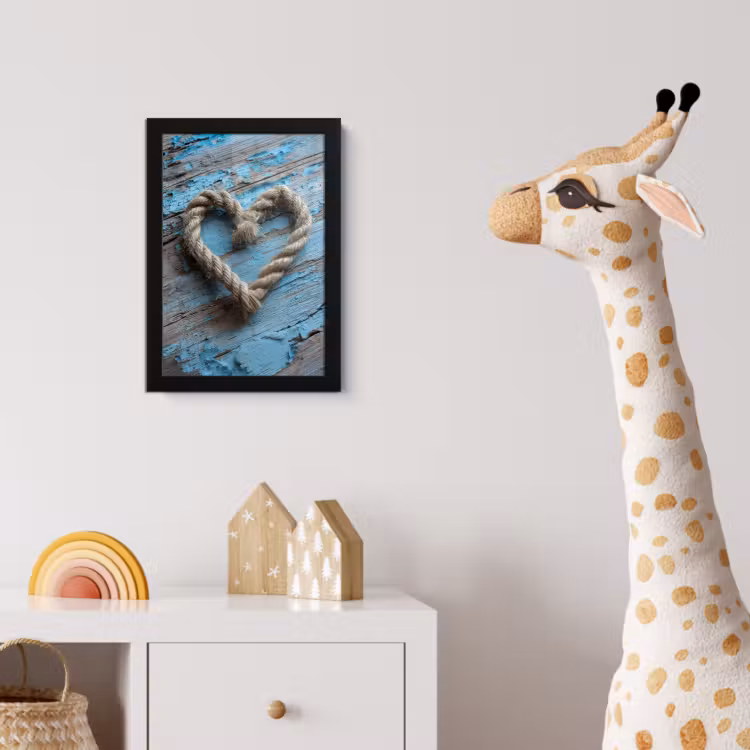 Hart - Touw - Hout - Rustiek fotolijst zwart zonder passe partout klein -usfeer4_kinderkamer
