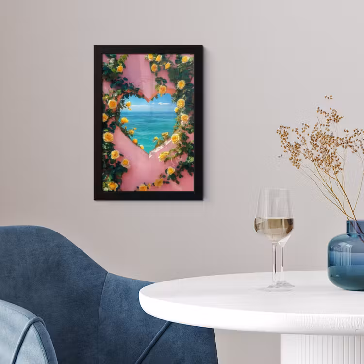 Hart - Zee - Muur fotolijst zwart zonder passe partout klein -sfeer4