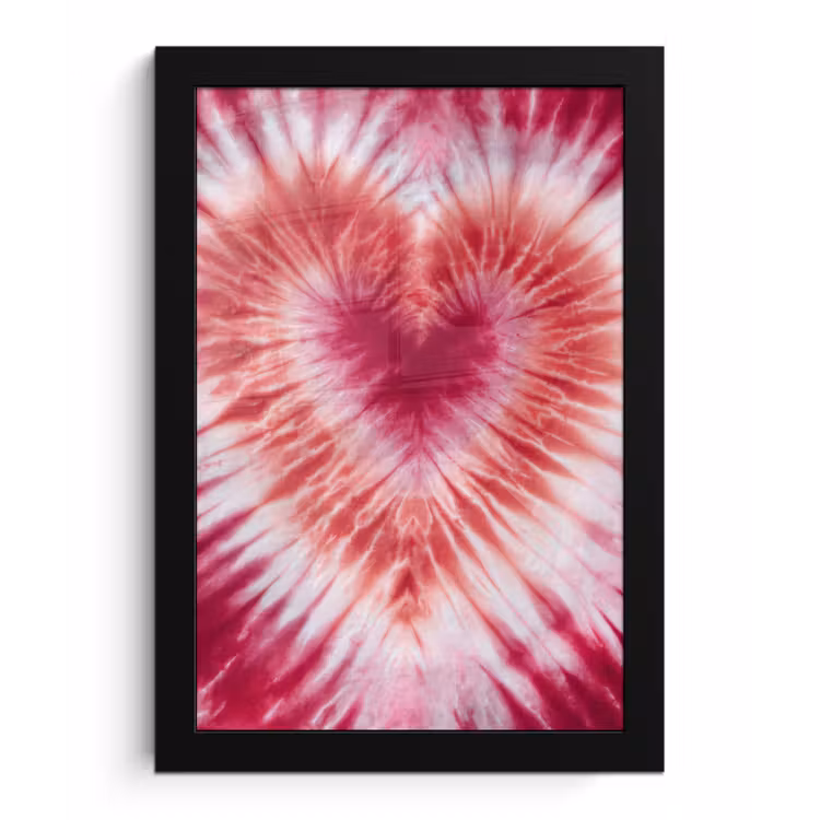 Hartvorm - Roze - Tie dye fotolijst zwart zonder passe partout klein -3d