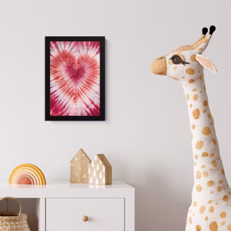 Hartvorm - Roze - Tie dye fotolijst zwart zonder passe partout klein -usfeer4_kinderkamer