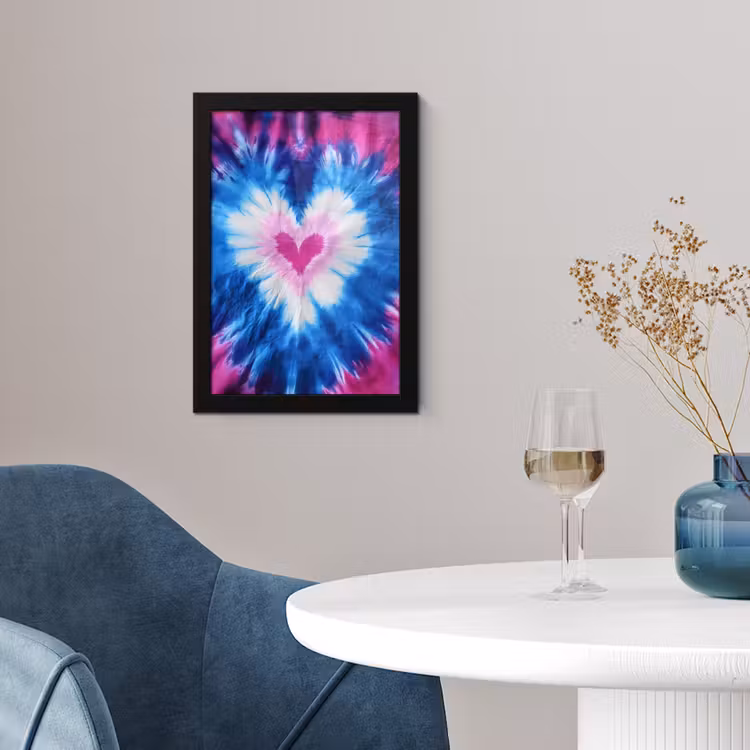 Hartvormig - Tie dye - Paars fotolijst zwart zonder passe partout klein -sfeer4