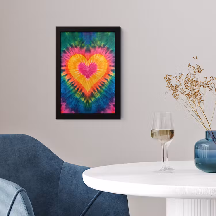 Hart - Tie Dye - Kleurrijk fotolijst zwart zonder passe partout klein -sfeer4