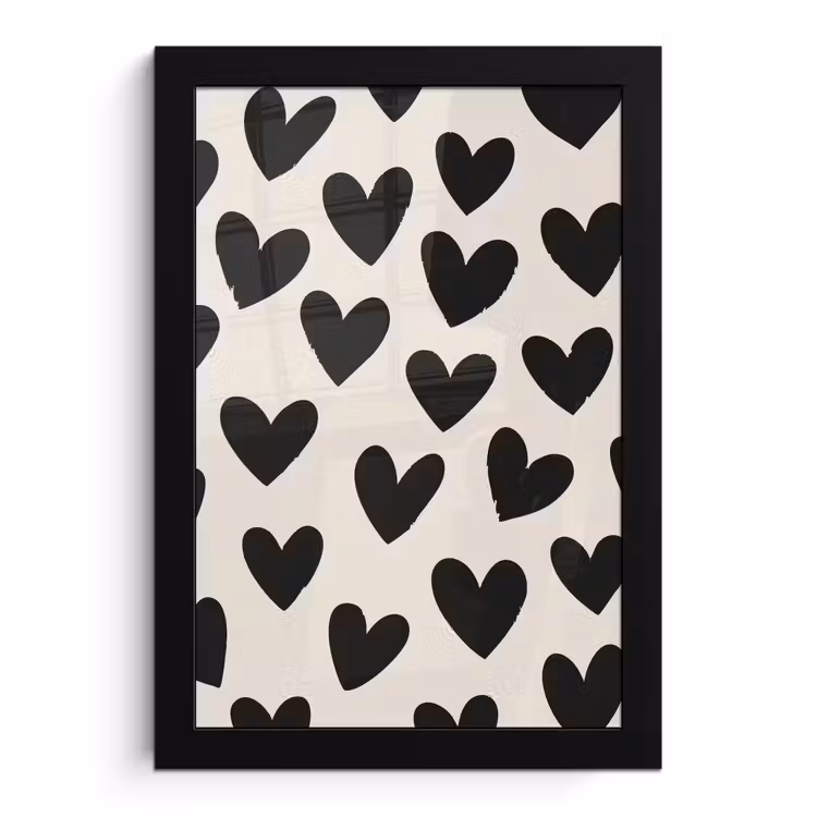 Hartjes - Zwart - Beige fotolijst zwart zonder passe partout klein -3d