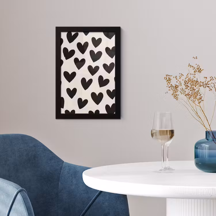 Hartjes - Zwart - Beige fotolijst zwart zonder passe partout klein -sfeer4