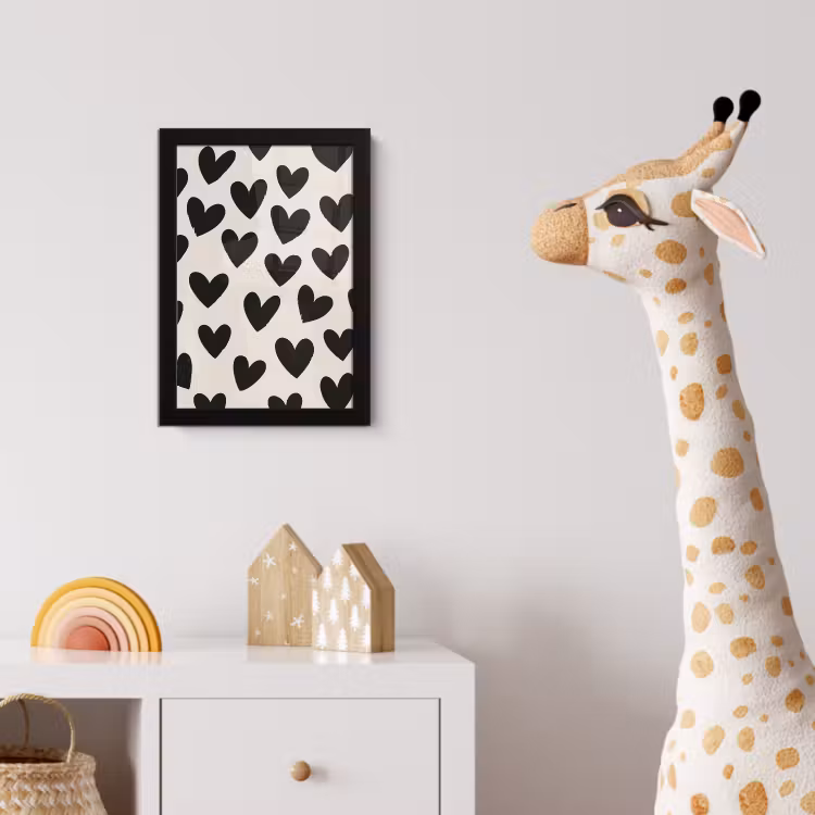 Hartjes - Zwart - Beige fotolijst zwart zonder passe partout klein -usfeer4_kinderkamer