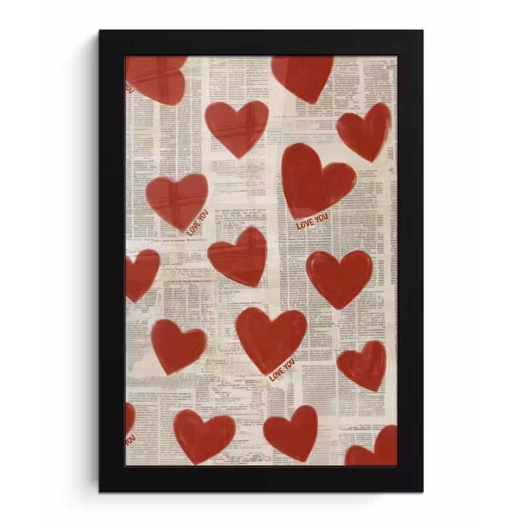 Hartjes - Krant - Loveyou fotolijst zwart zonder passe partout klein -3d