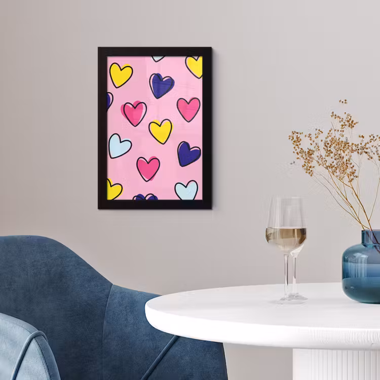 Hartjes - Valentijn - Patroon - Kleurrijk fotolijst zwart zonder passe partout klein -sfeer4