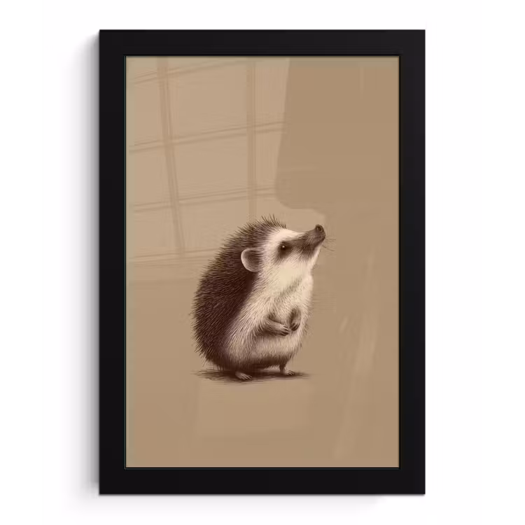Egel - Snuitje - Bruin - Stekels fotolijst zwart zonder passe partout klein -3d
