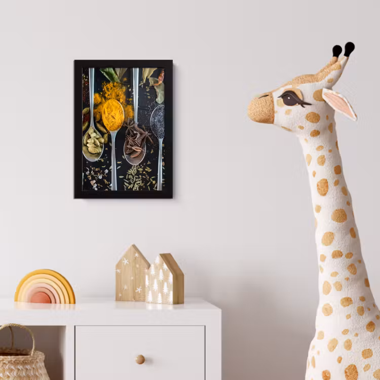 Kruiden - Lepel - Specerijen - Zwart - Keuken fotolijst zwart zonder passe partout klein -usfeer4_kinderkamer