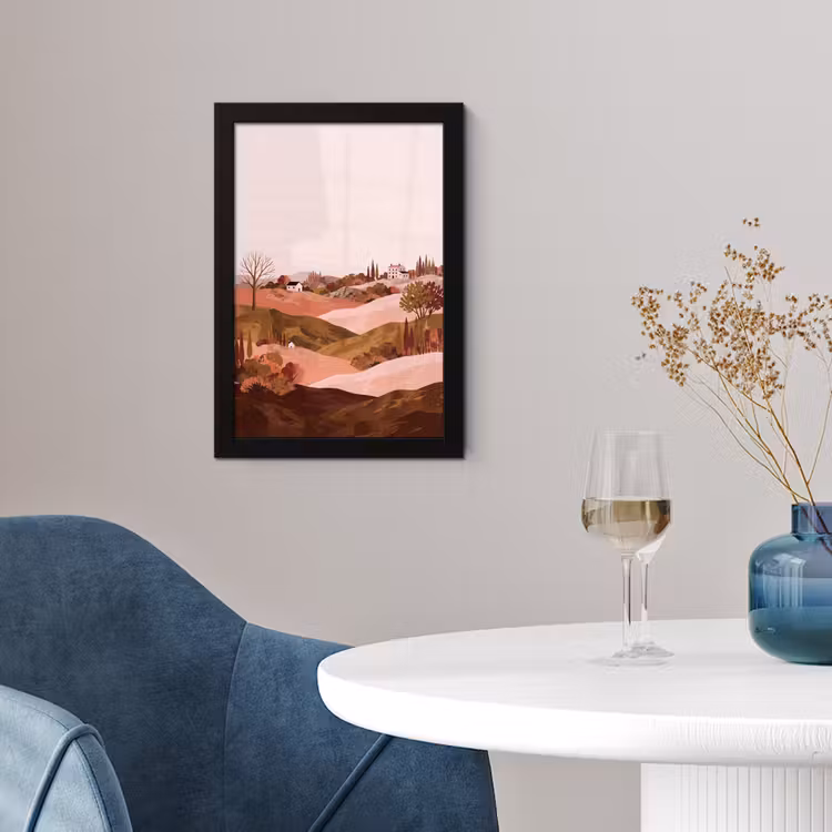 Heuvellandschap - Grafisch - Terracotta fotolijst zwart zonder passe partout klein -sfeer4