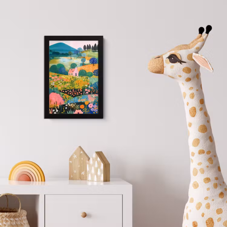 Heuvellandschap - Fantasierijk - Kleurcontrasten fotolijst zwart zonder passe partout klein -usfeer4_kinderkamer