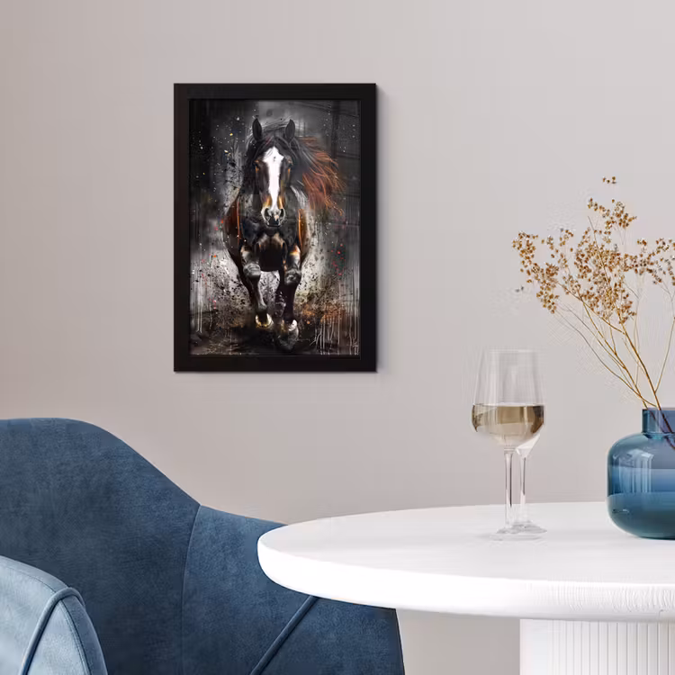 Paard - Dieren - Zwart - Luxe - Modern fotolijst zwart zonder passe partout klein -sfeer4