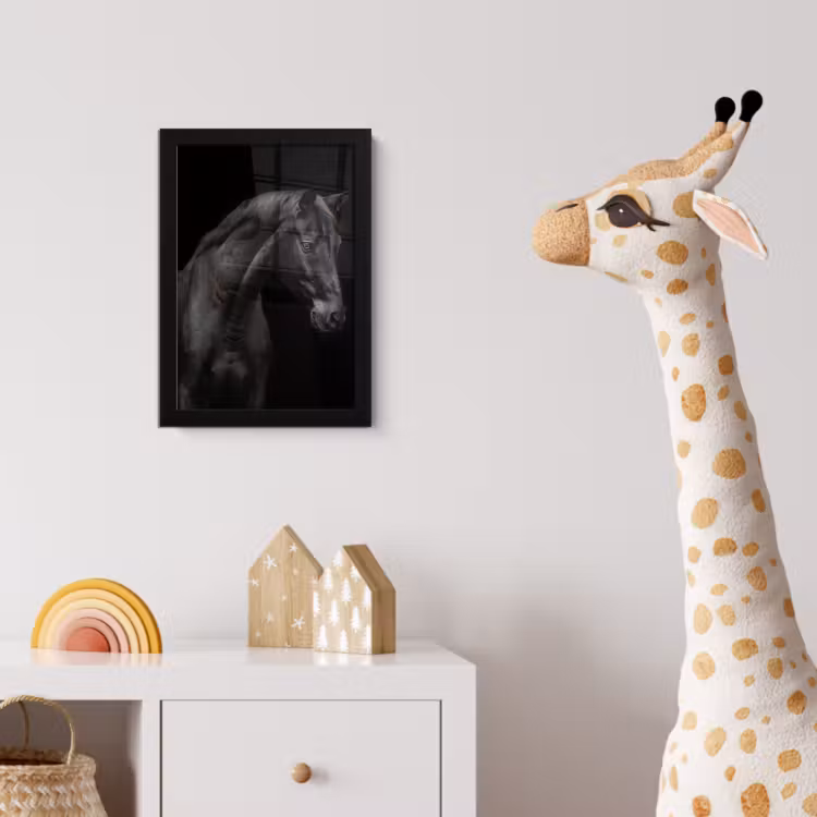 Paard - Dieren - Zwart - Portret fotolijst zwart zonder passe partout klein -usfeer4_kinderkamer