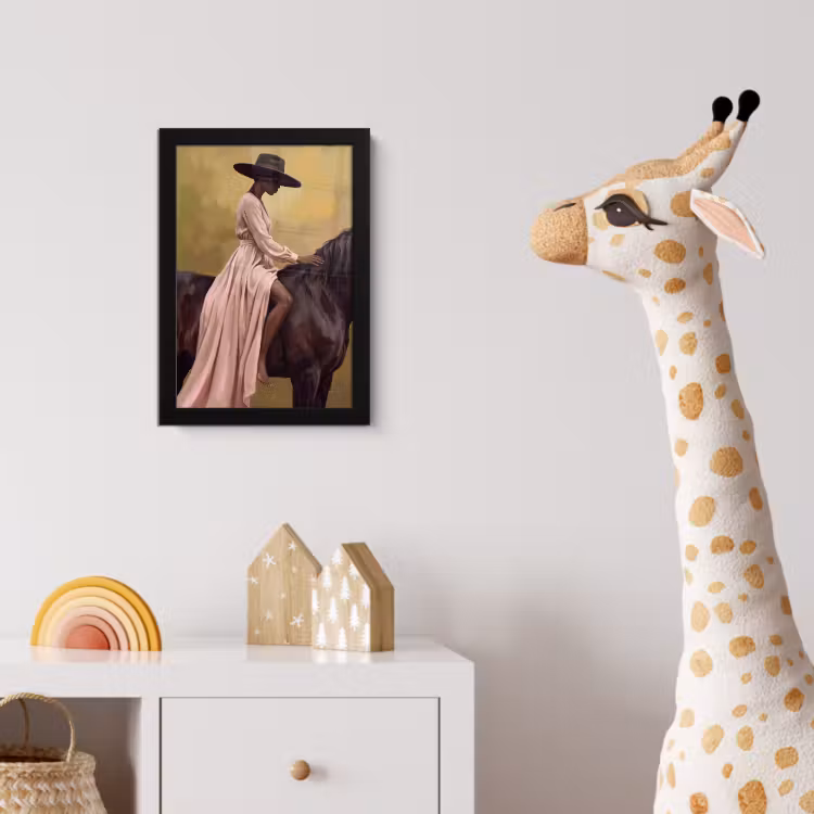 Paard - Klassiek - Oker fotolijst zwart zonder passe partout klein -usfeer4_kinderkamer