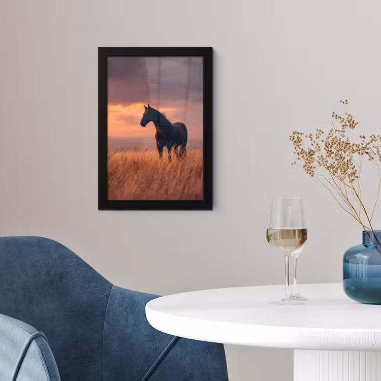 Paard - Wolken - Open veld fotolijst zwart zonder passe partout klein -sfeer4