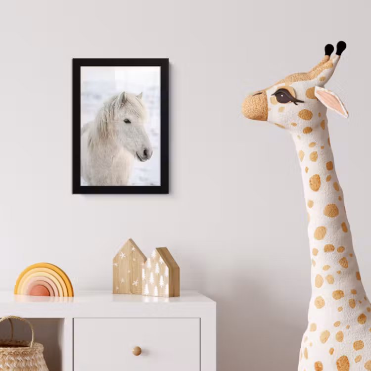Paard - Kop - Winter - Dieren - Wit fotolijst zwart zonder passe partout klein -usfeer4_kinderkamer