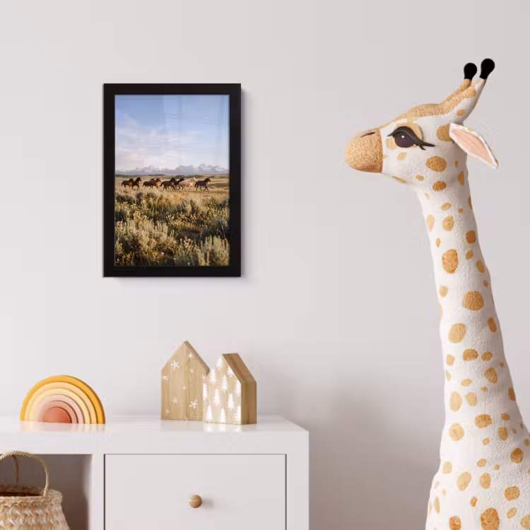Paarden - Kudde - Bergen - Vrijheid - Wild fotolijst zwart zonder passe partout klein -usfeer4_kinderkamer
