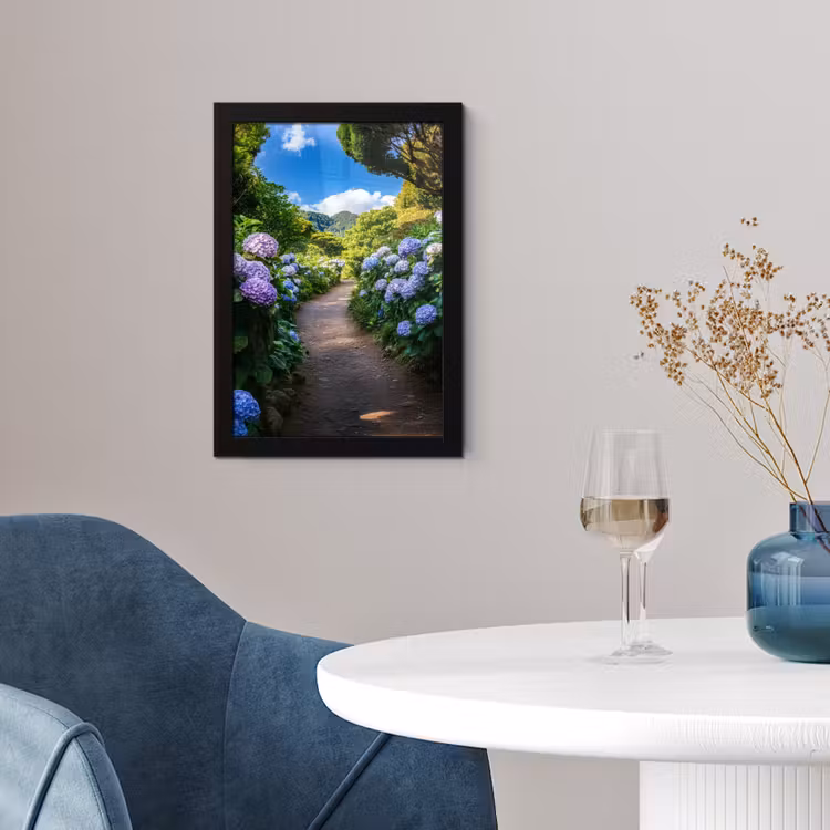 Hortsensia - Pad - Bloemen fotolijst zwart zonder passe partout klein -sfeer4