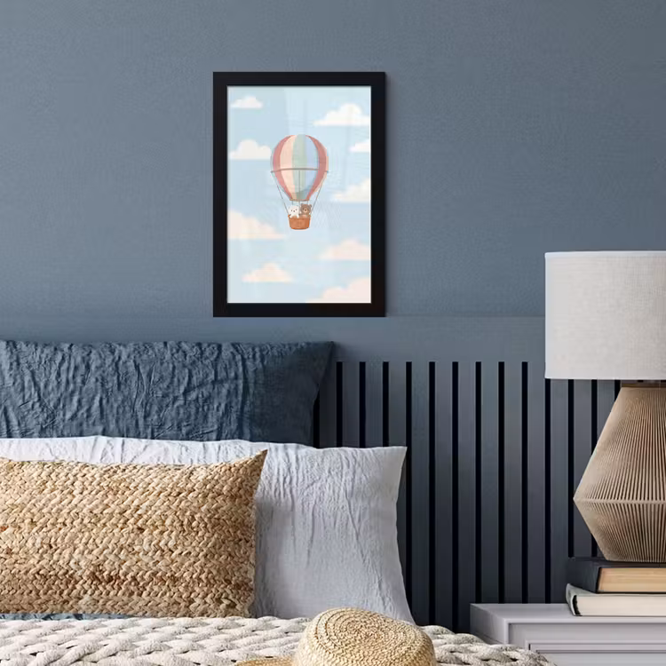 Luchtballon - Beren - Pastel fotolijst zwart zonder passe partout klein -sfeer3