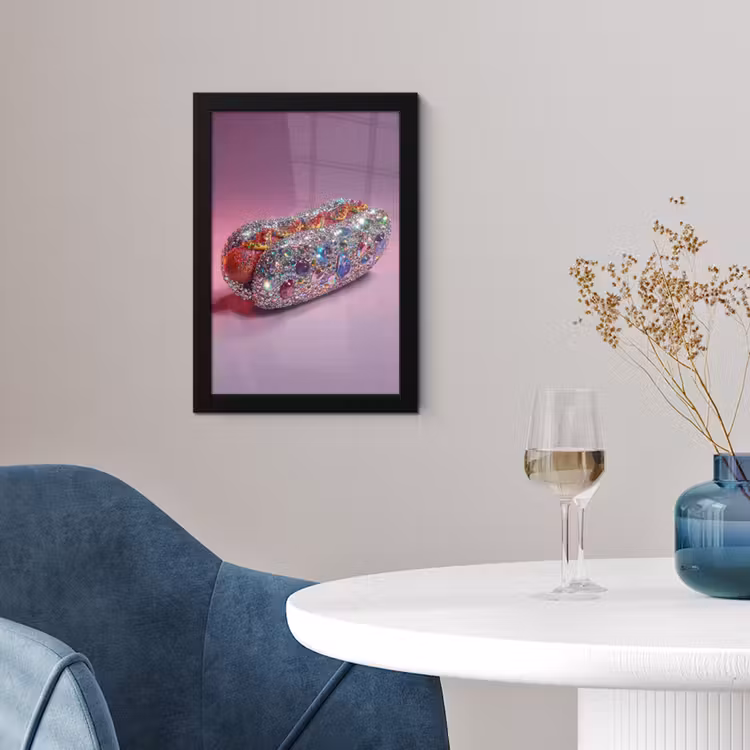 Hotdog - Steentjes - Glitters - Paars fotolijst zwart zonder passe partout klein -sfeer4