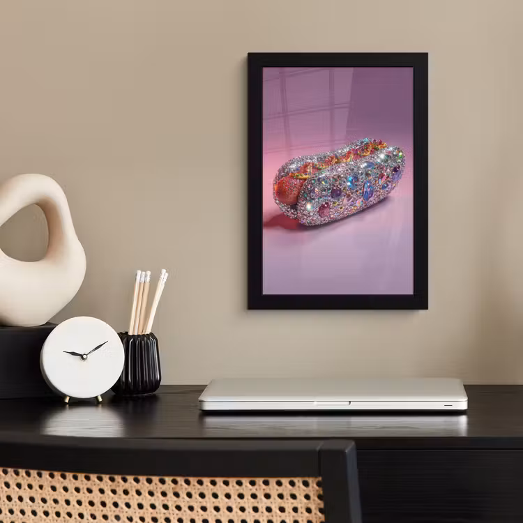 Hotdog - Steentjes - Glitters - Paars fotolijst zwart zonder passe partout klein -sfeer1