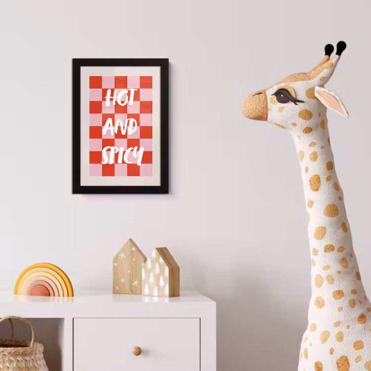 Hot - Spicy - Geruit - Rood fotolijst zwart zonder passe partout klein -usfeer4_kinderkamer