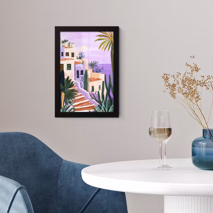 Huizen - Minimalistisch - Palmbomen - Kust fotolijst zwart zonder passe partout klein -sfeer4