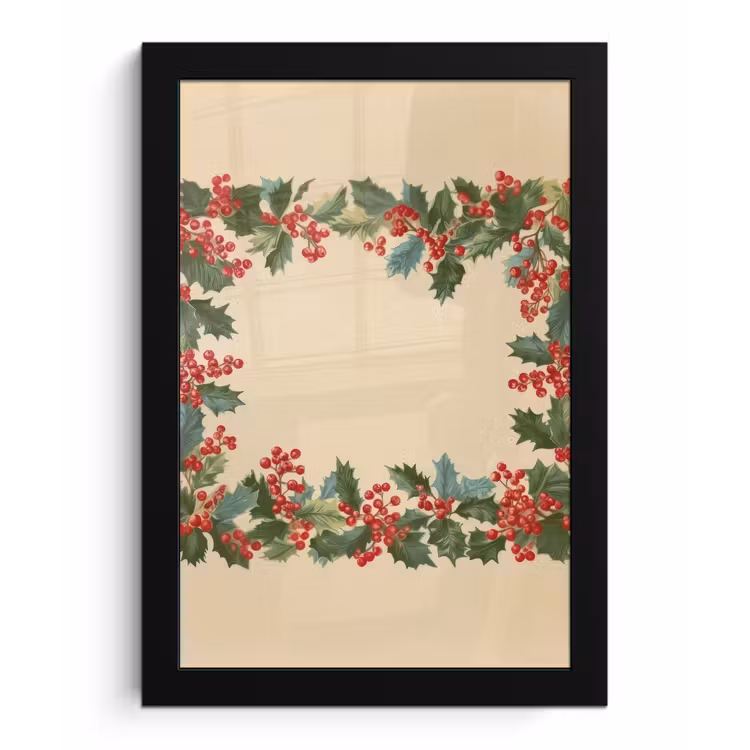 Hulstrand - Bessen - Beige fotolijst zwart zonder passe partout klein -3d