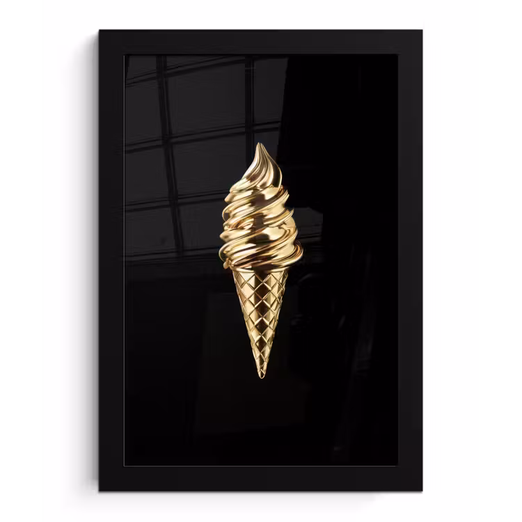 Ijs - Goud - Zwart - Eten fotolijst zwart zonder passe partout klein -3d