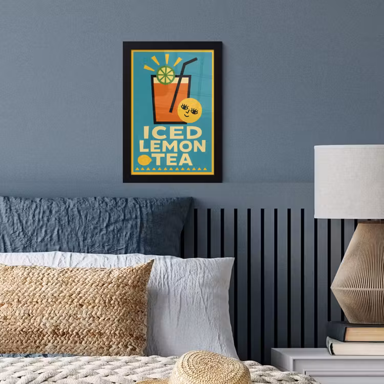Ijsthee - Illustratie - Blauw - Citroen fotolijst zwart zonder passe partout klein -sfeer3