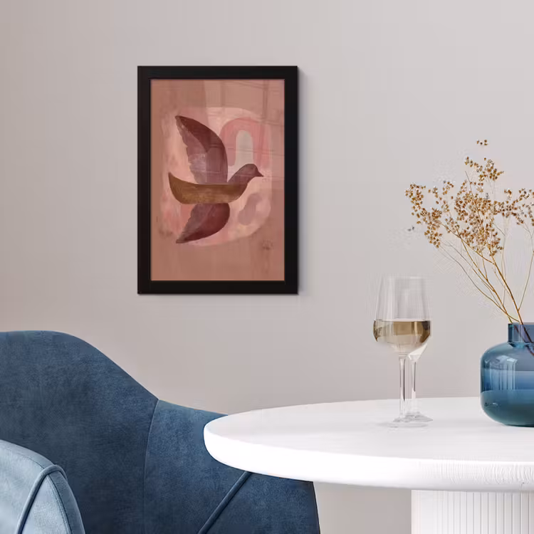 Illustratie - Vogels - Abstract - Roze fotolijst zwart zonder passe partout klein -sfeer4