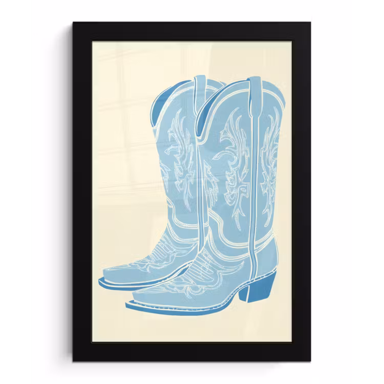 Illustratie - Cowboylaarzen - Patroon fotolijst zwart zonder passe partout klein -3d