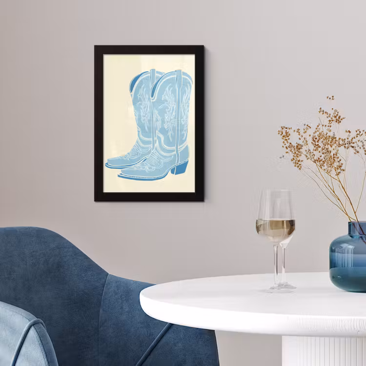 Illustratie - Cowboylaarzen - Patroon fotolijst zwart zonder passe partout klein -sfeer4