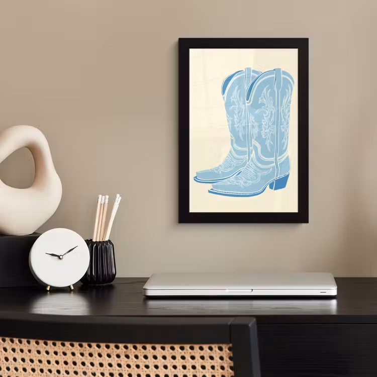 Illustratie - Cowboylaarzen - Patroon fotolijst zwart zonder passe partout klein -sfeer1