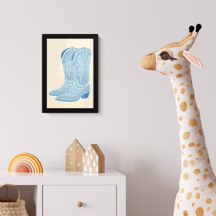 Illustratie - Cowboylaarzen - Patroon fotolijst zwart zonder passe partout klein -usfeer4_kinderkamer