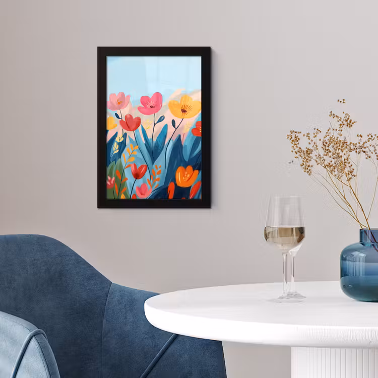 Illustratie - Bloemen - Kleurrijk fotolijst zwart zonder passe partout klein -sfeer4