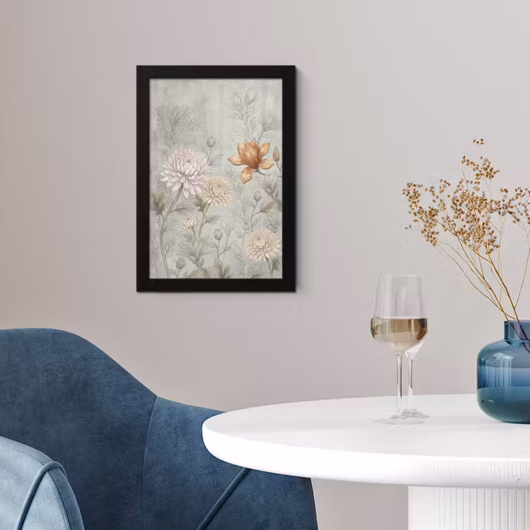Illustratie - Bloemen - Groen fotolijst zwart zonder passe partout klein -sfeer4