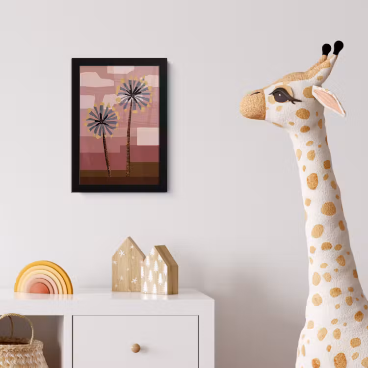 Illustratie - Bloemen - Vlakken - Abstract fotolijst zwart zonder passe partout klein -usfeer4_kinderkamer