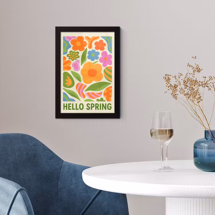 Illustratie - Bloemen - Quote - Kleurrijk fotolijst zwart zonder passe partout klein -sfeer4
