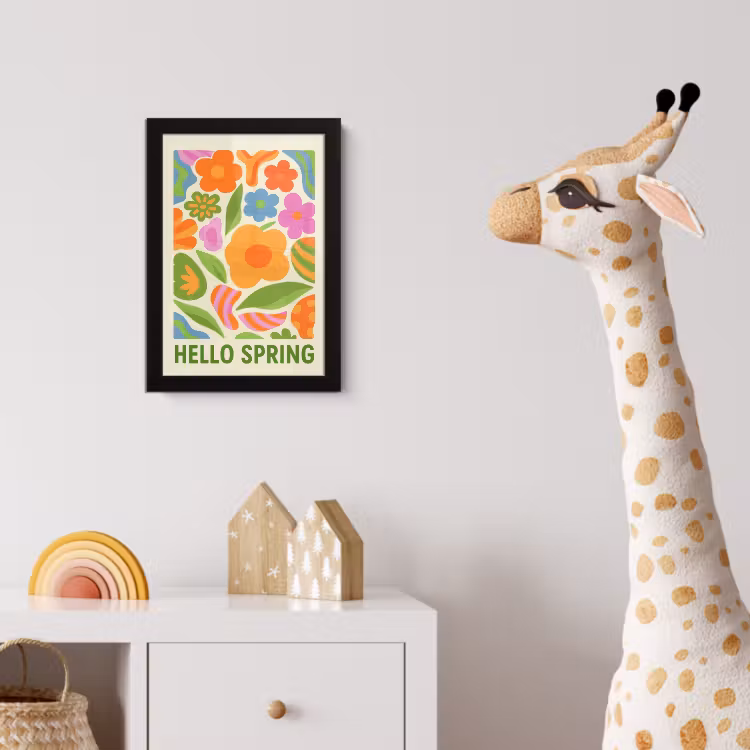 Illustratie - Bloemen - Quote - Kleurrijk fotolijst zwart zonder passe partout klein -usfeer4_kinderkamer