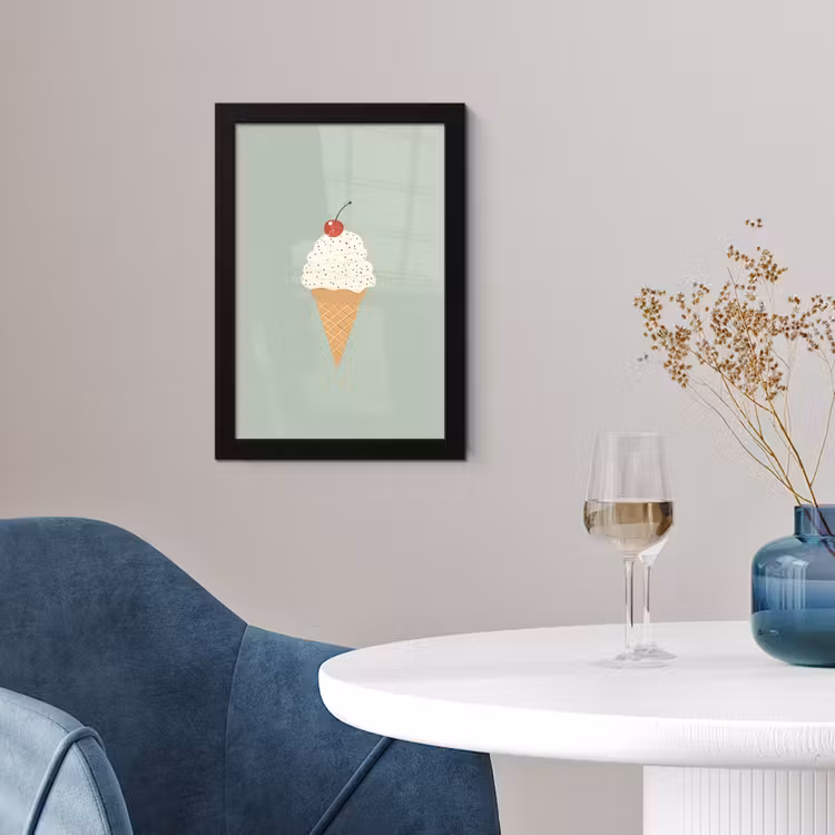 Illustratie - Ijsje - Spikkels - Kers fotolijst zwart zonder passe partout klein -sfeer4